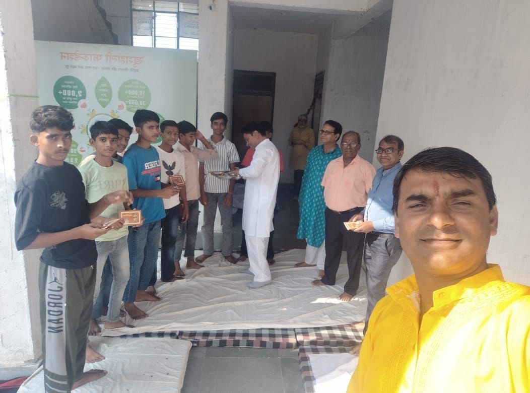 Volunteers with children at the Maharana Chhatravas, 2026