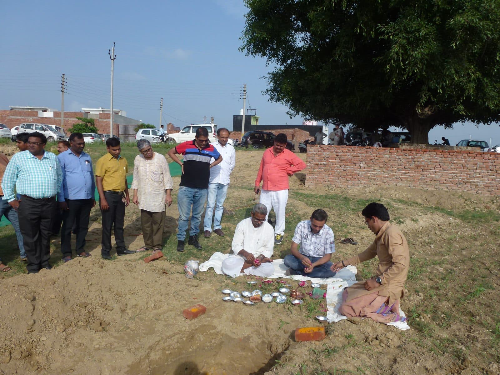 The bhoomi poojan ceremony on the hostel plot, 2 August 2015